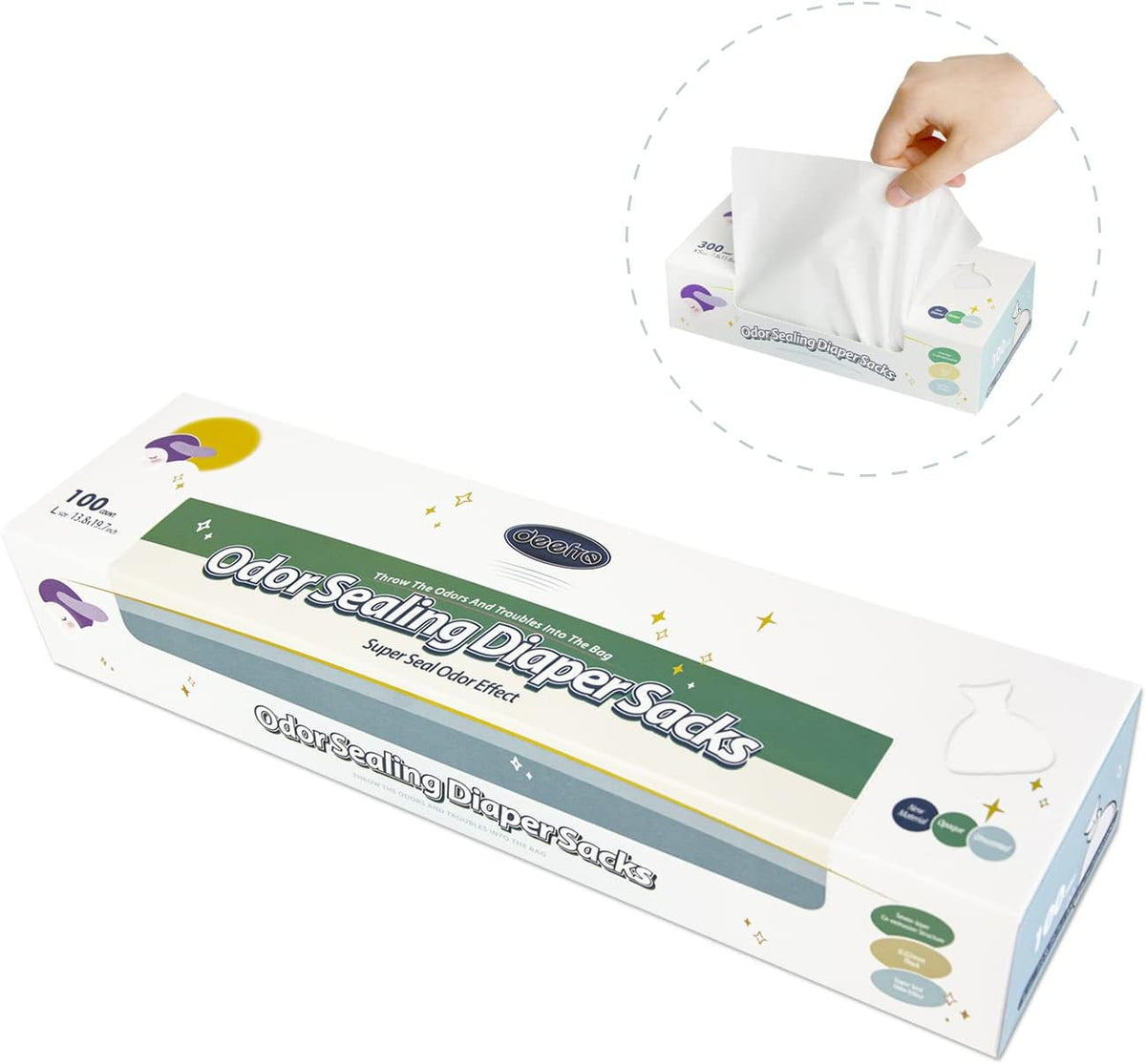 Odor Sealing Disposable Diaper Bags XS/300 Count Diaper Sacks Scented Diaper Trash Bags Large