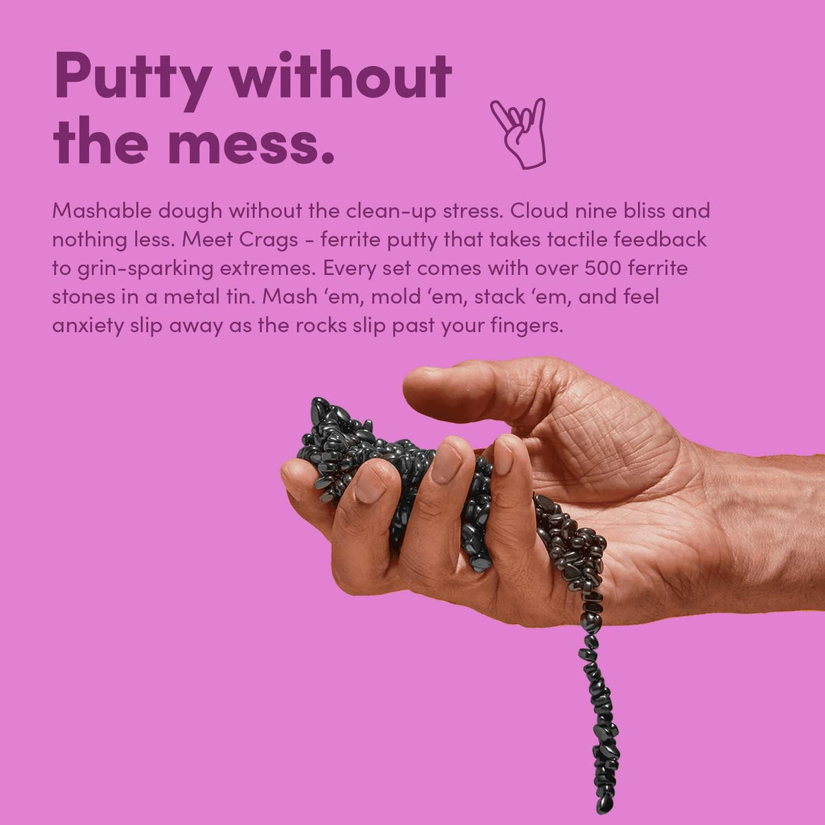 Speks Crags Ferrite Putty | Over 1,000 Smooth Ferrite Stones in a Metal Tin | Fun Quiet Fidget Toys