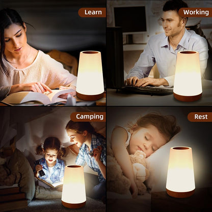 Luxxflour Night Light Lamp, Dimmable Touch Lamp for Bedroom, Portable Table Bedside Lamp, 5
