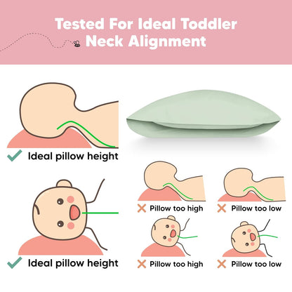 KeaBabies Toddler Pillow with Pillowcase, Jumbo 14X20 - Soft Organic Cotton Toddler Pillows for