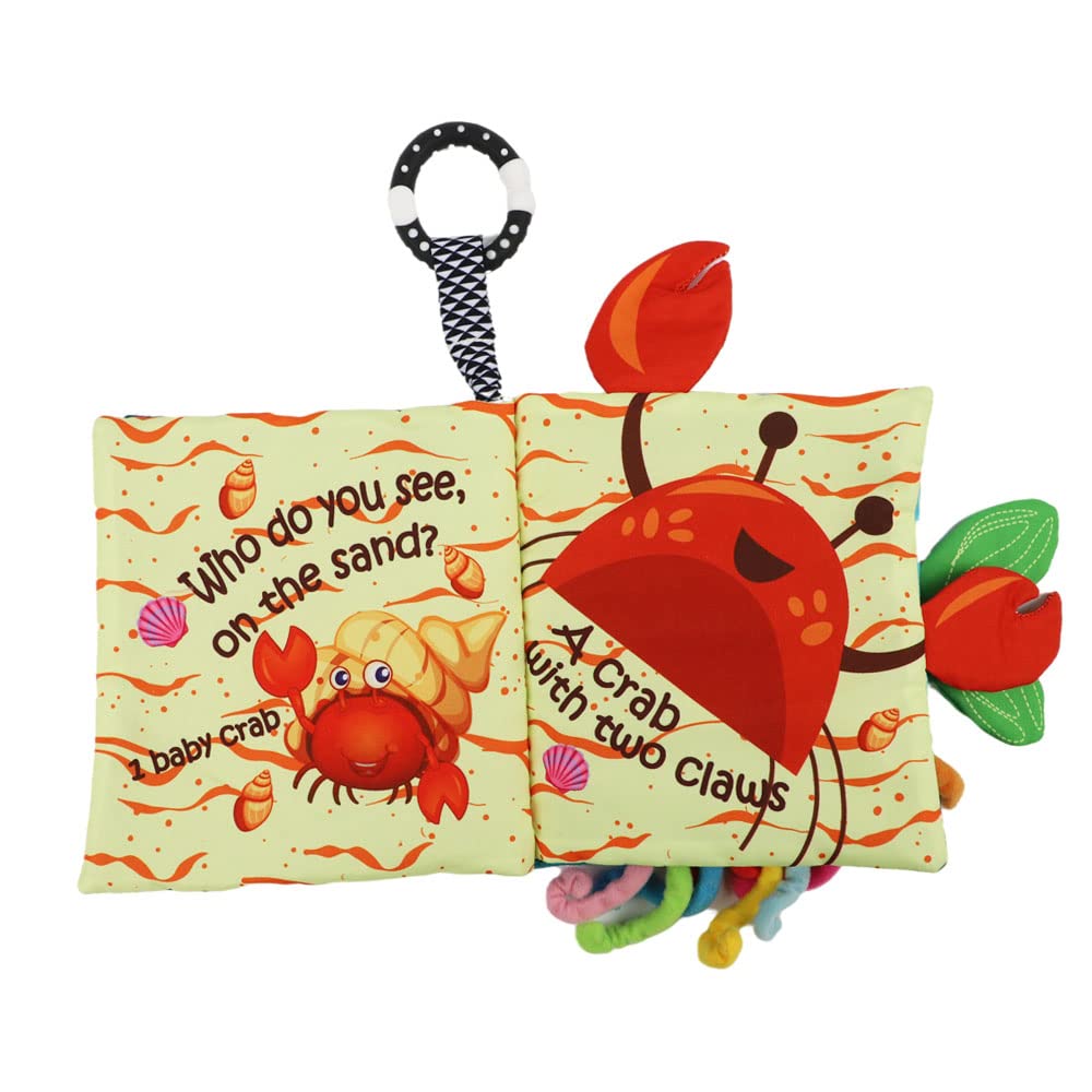 Fish Baby Book 0-6 Months,Touch Feel Cloth Crinkle Books for Babies,Infant Baby Toys 6-12