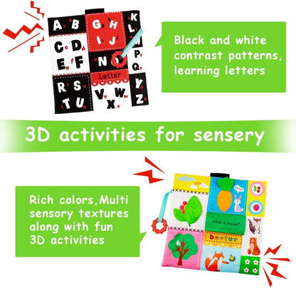 beetoy Tummy Time Baby Mirror Toys with Black and White Pattern, High Contrast 3D Activity Play