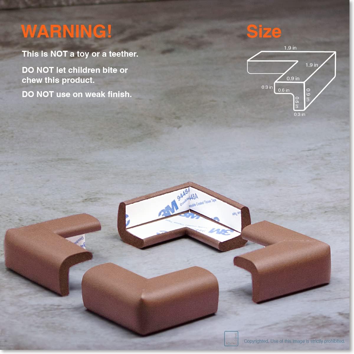 Roving Cove Slim-Fit Corner Protector for Baby Proofing (8 Small Corners), Soft Rubber Foam