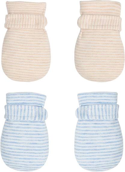Newborn Baby No Scratch Mittens Stay On, 100% Cotton Breathable, Adjustable Infant Gloves for Baby