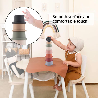 ZYFLSQ Stacking Cups Baby Toy, Nesting Cups 8 Pcs with Pattern for Kid Baby 6 Months and Up Fun