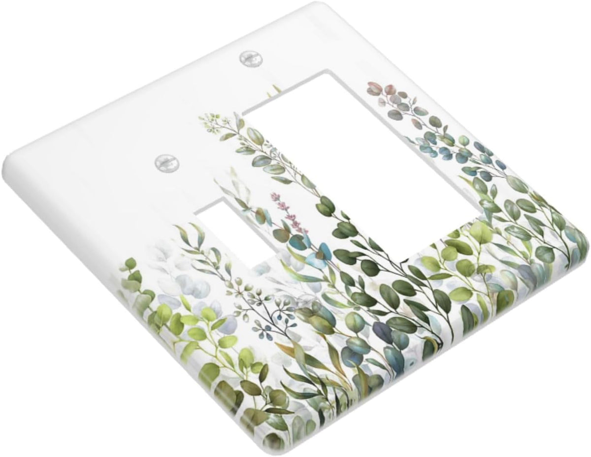 Green Eucalyptus Leaf Plant Herbs Springnature Outlet Covers 1 Toggle 1 Rocker Combination