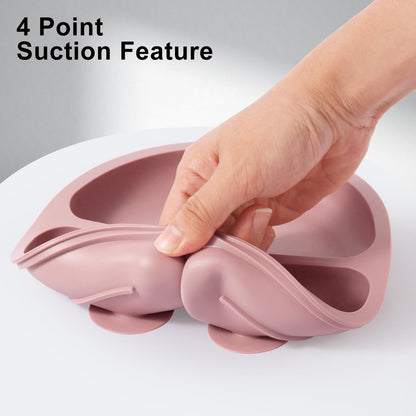 Eascrozn 2 Pack Divided Toddler Plates with Suction, Spoons and Forks Set