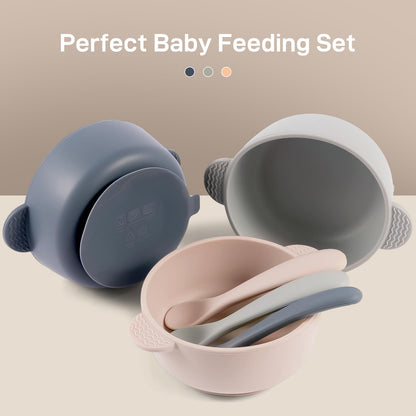 Eascrozn 3 Pack Baby Bowls with Suction and Baby Spoons, BPA Free