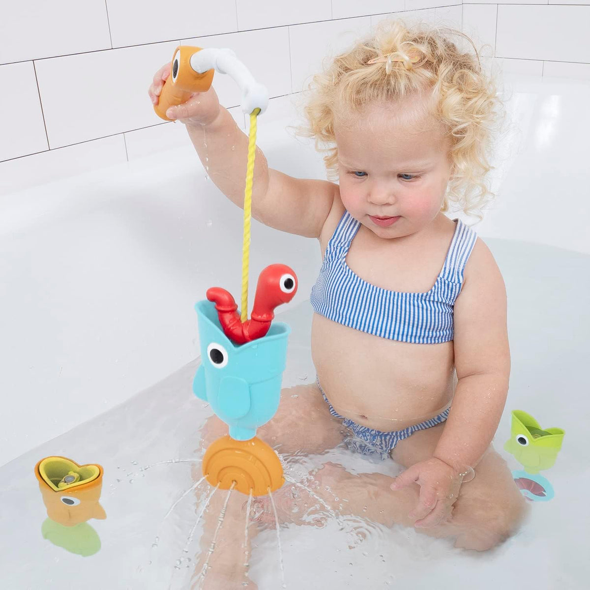 Yookidoo Toddler Baby Bath Magnetic Fishing Game Toy with Water Effects (Ages 2+) Includes 3 Moving