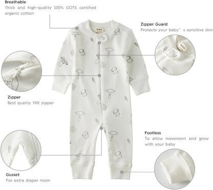 Owlivia Baby Boy Romper, Unisex Short-sleeve Summer Outfit, 100% Organic Cotton Girl One-Piece