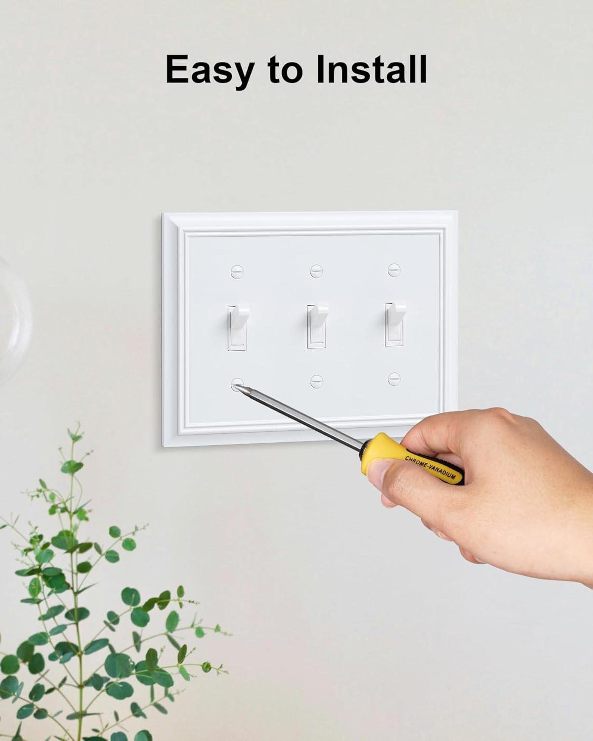 2-Pack Triple Toggle Light Switch Cover Plate, Durable Natural Bamboo Fiber Decorative Switch Plate