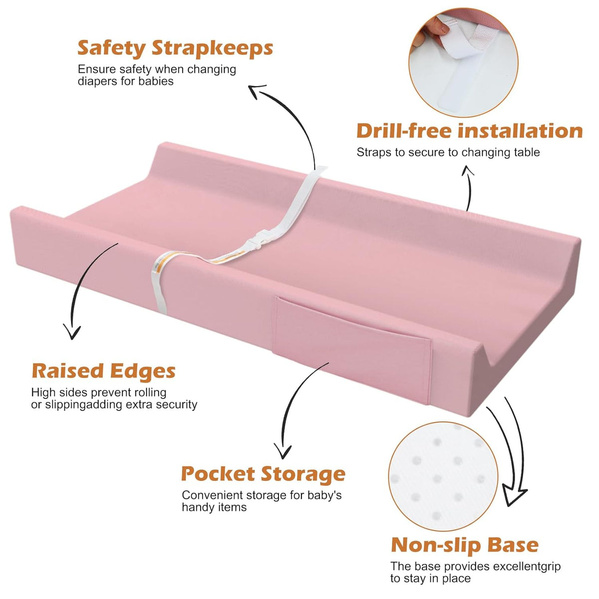 Vegan Leather Baby Changing Pad, Waterproof & Wipeable Soft Diaper Changing Mat 32“ x 16.6"