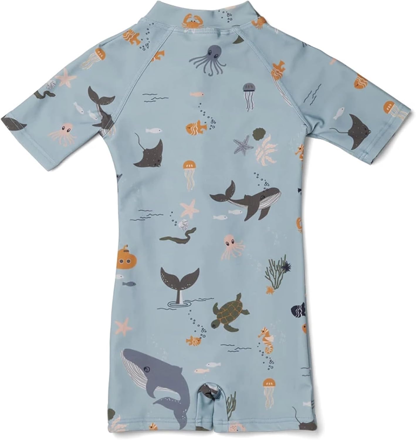 Boys One Piece Swimsuit Whale Dolphin Bathing Suit Zipper Rash Guard Kid Short Sleeve Swimwear