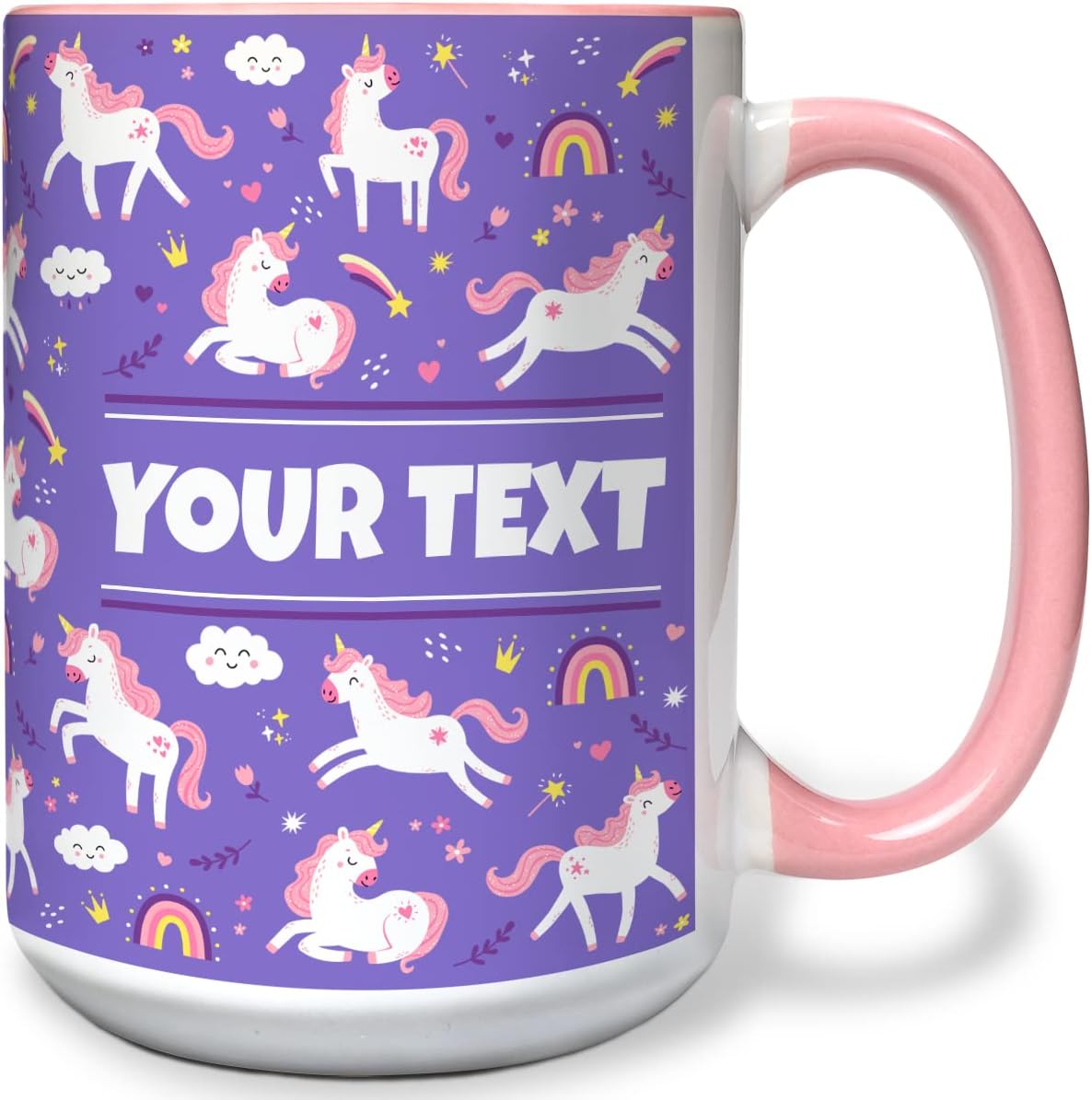 Personalized Mug for Kids - Purple Unicorn - Custom Name/Text, Ceramic Hot Chocolate/Cocoa/Coffee