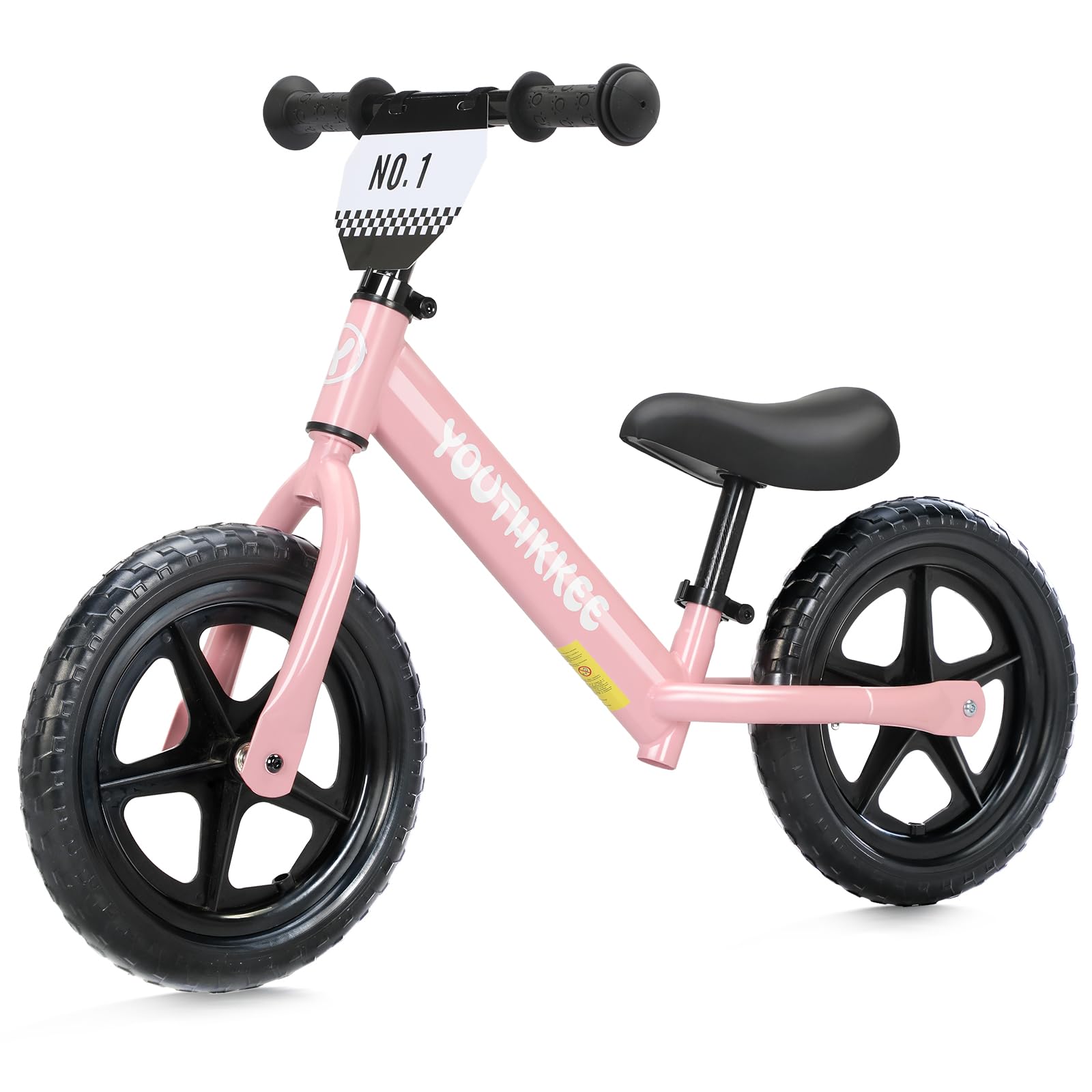 Youthkkee 12 Inch Toddler Balance Bike for 1-3 Year Olds, No-Pedal Bike with Tool-Free Adjustable