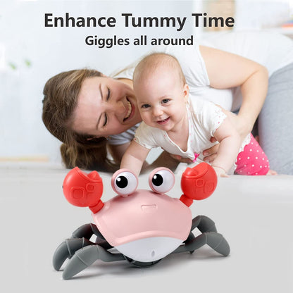 control future Girl Toys Tummy Time: Pink Crawling Crab Montessori Toy Learning 36 Months 3 Year