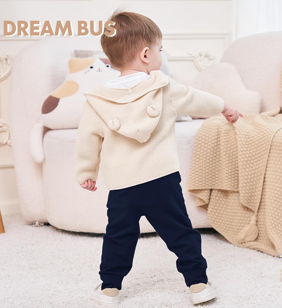 DREAM BUS Pack of 3 Toddler Jogger Pants with Pocket Toddler Boy Sweatpants Baby Boy Pants Infant