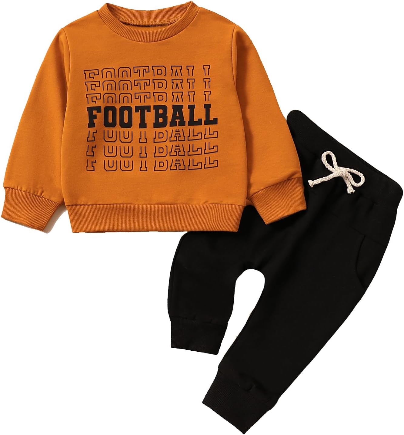 Baby Boy Clothes Fall 6 12 18 24 Months Football Long Sleeve Pullover Tops & Pant Sets Toddler