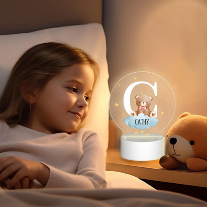 Personalized Cute Forest Animal Night Light for Kids,Custom Name Touch Control Nursery Lamp,3 Color