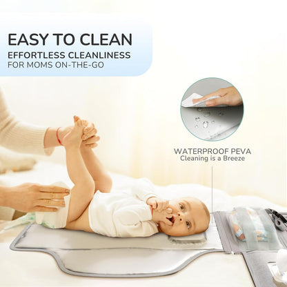 Portable Diaper Changing Pad with Shoulder Strap, Detachable Travel Changing Pad with Baby Wipes