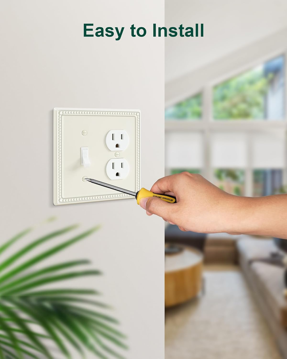 2-Pack Combo Toggle/Duplex Light Switch Cover Plate, Light Almond Metal Wall Outlet Cover Plate