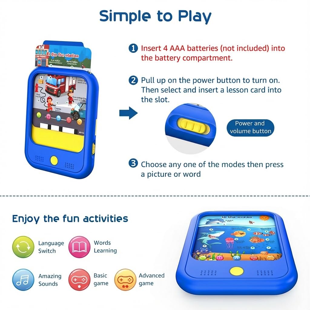 Qiaojoy Kids Learning Tablet Educational Learning Pad for Toddlers 2-5
