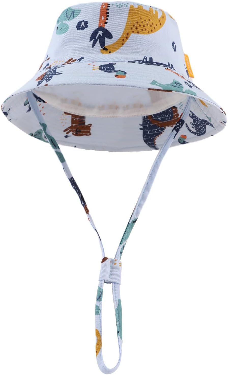 JANGANNSA Cotton Baby Sun Hat Infant Toddler Boys Girls Bucket Hats Summer Sun Protection Kids
