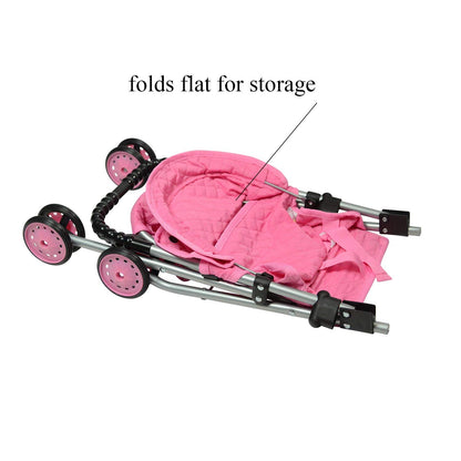 The New York Doll Collection My First Doll Stroller with Basket, Foldable Doll Stroller (Pink