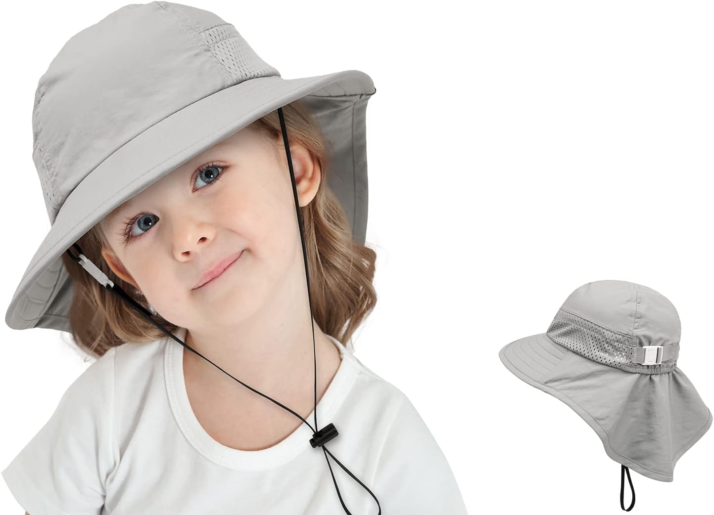 CHUNG Baby Sun Protection Hat Summer Toddler Adjustable UPF 50+ Wide Brim Neck Flap Beach Caps Boys
