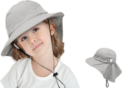 CHUNG Baby Sun Protection Hat Summer Toddler Adjustable UPF 50+ Wide Brim Neck Flap Beach Caps Boys