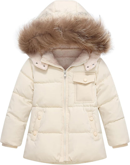 Toddler Winter Coat Baby Jacket Snow Boy Hoodie Puffer Girl Fleece Clothes 1-5T