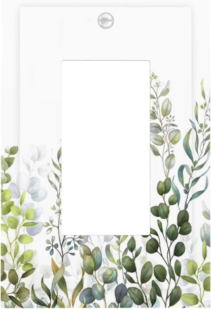 Green Eucalyptus Leaf Plant Herbs Springnature Decorative Outlet Covers 1 Gang Single Rocker Light