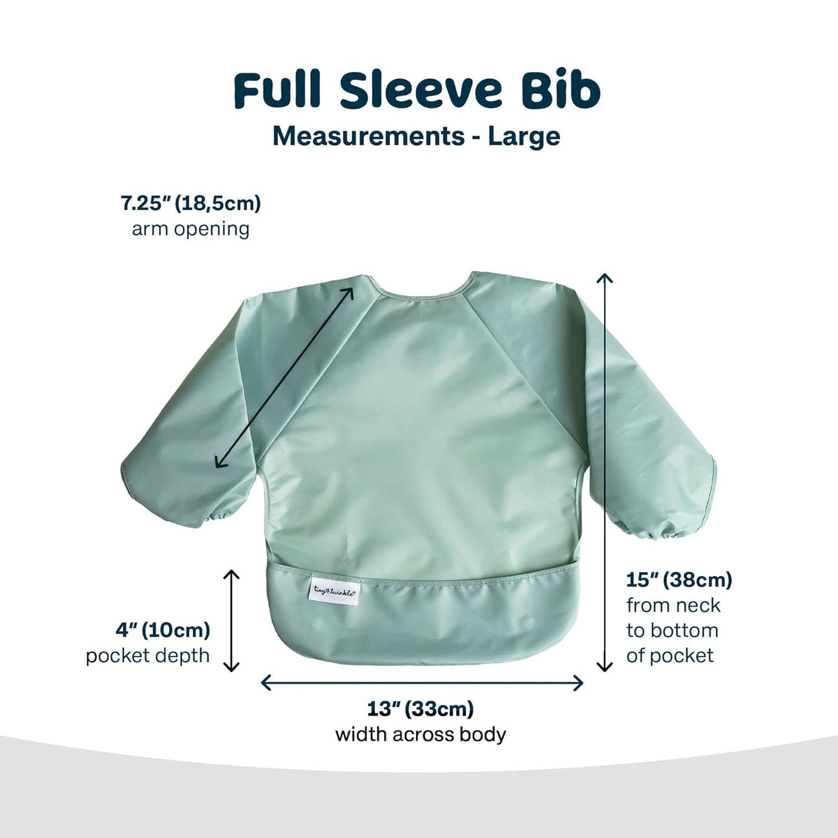 Tiny Twinkle Mess Proof Baby Bib,Waterproof Smock Baby Bib for Eating,Machine Washable Long Sleeve