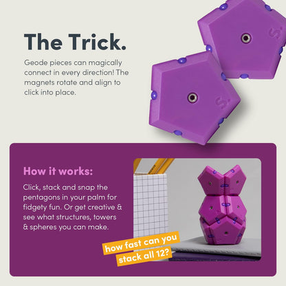 Speks Geode Matte Pentagons Magnetic Fidget Toy for Adults | Quiet Sensory Toy for Stress Relief &
