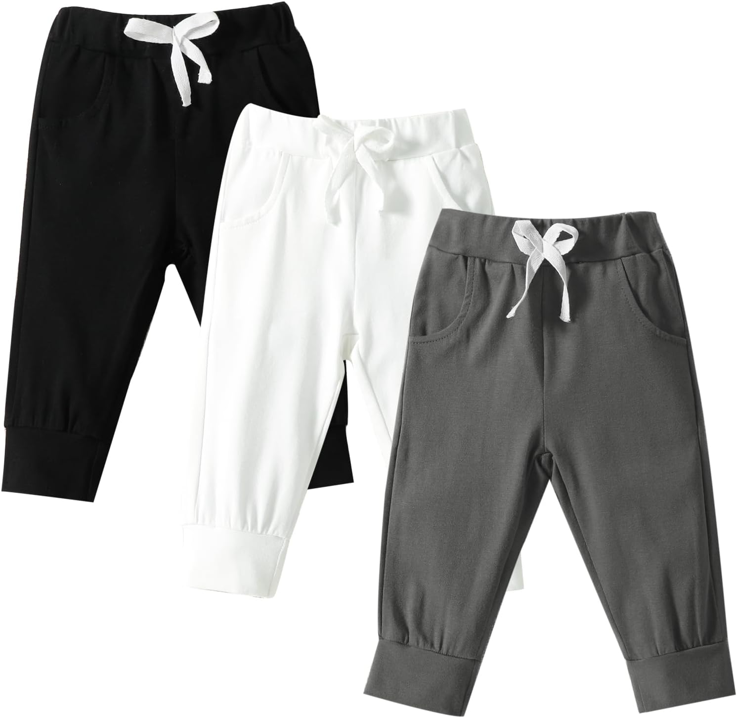DREAM BUS Pack of 3 Toddler Jogger Pants with Pocket Toddler Boy Sweatpants Baby Boy Pants Infant