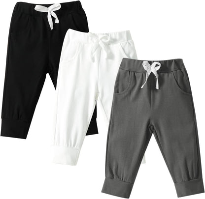 DREAM BUS Pack of 3 Toddler Jogger Pants with Pocket Toddler Boy Sweatpants Baby Boy Pants Infant