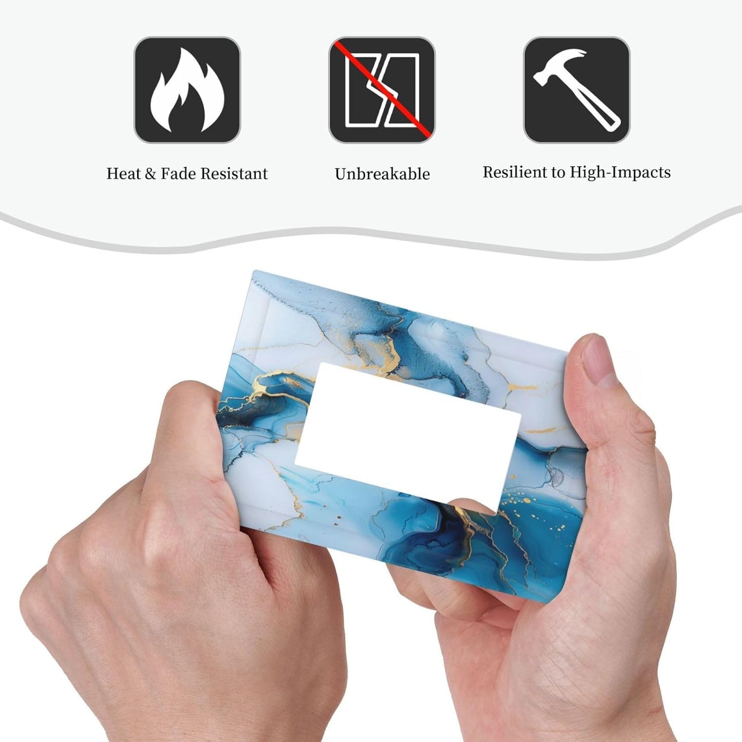 Decorative Outlet Covers Modern Abstract Blue Gold Line Marble 1 Gang Single Decora GFCI Device