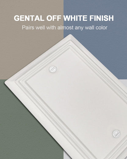 2-Pack Blank Wall Plate, Metal Plate Cover for Unused Outlets, Off White Finish, 3.15''*4.88''