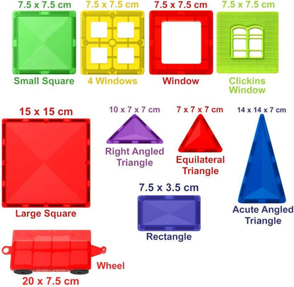 Desire Deluxe Magnetic Tiles Blocks Building Set for Kids – Learning Educational Toys for Boys