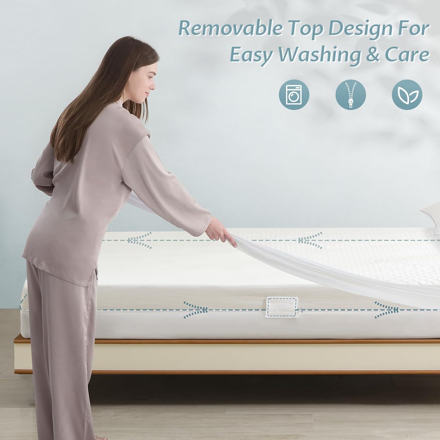 Full Size Mattress Protector with Zipper - 100% Waterproof Zippered Mattress Cover - Soft & Cooling
