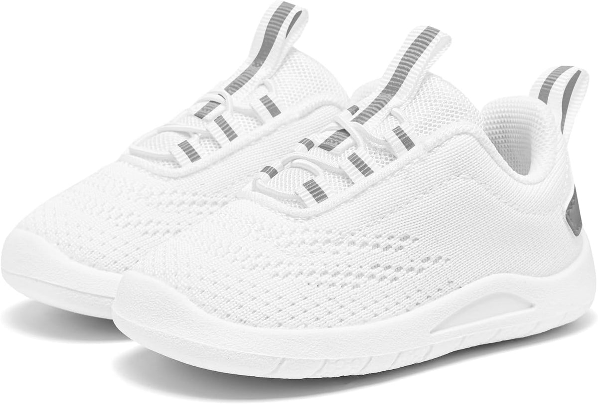 MORENDL Toddler Slip On Sneakers Baby Walking Shoes Non-Slip Breathable Unisex Pink Mesh Lace-Up