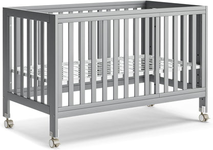 EvoNest Baby Crib, 11 in 1 Convertible Mini Crib with Wheels, 100% New Zealand Wood Growing Bed, 4