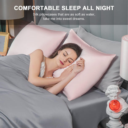 Mulberry Silk Pillowcase for Hair and Skin,King Size Cooling Silk Pillow Case with Hidden