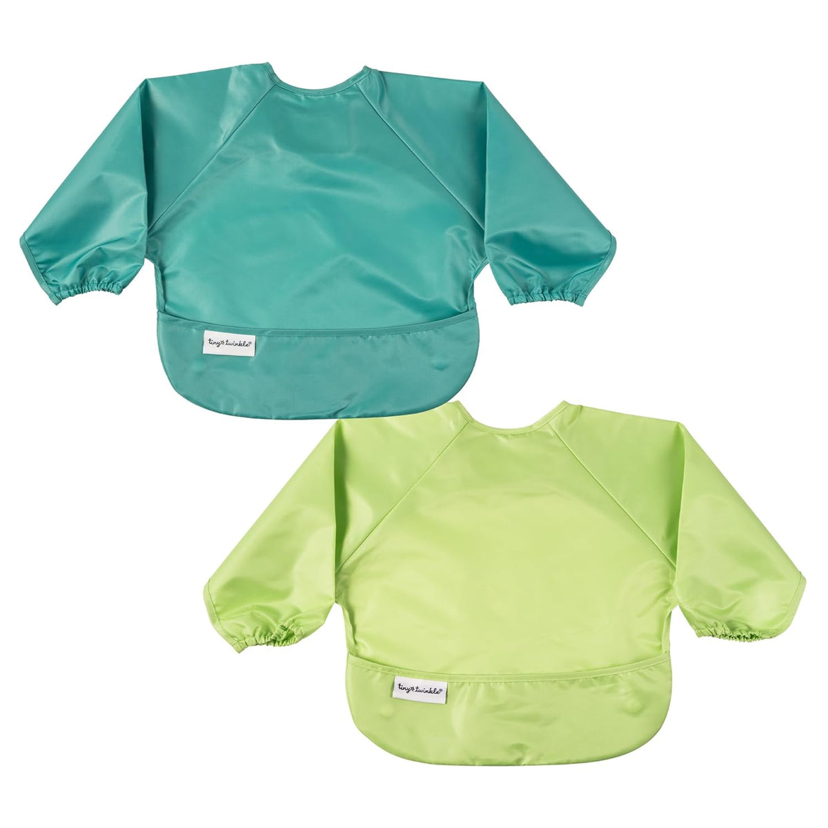 Tiny Twinkle Mess Proof Baby Bibs | 2-Pack Waterproof Smock Baby Bibs for Eating | Machine Washable