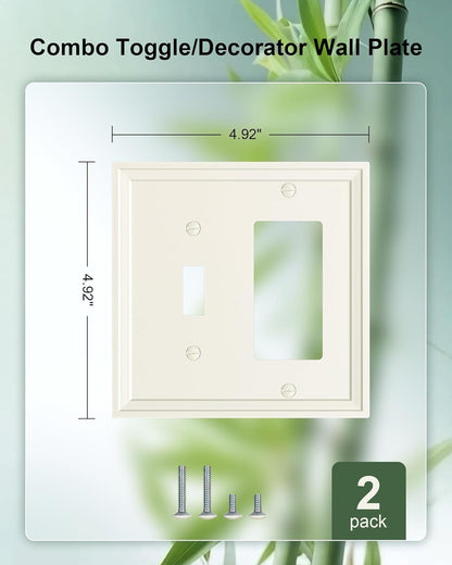 2-Pack Combo Toggle/Decorator Light Switch Cover Plate, Light Almond Modern Decorative Electrical