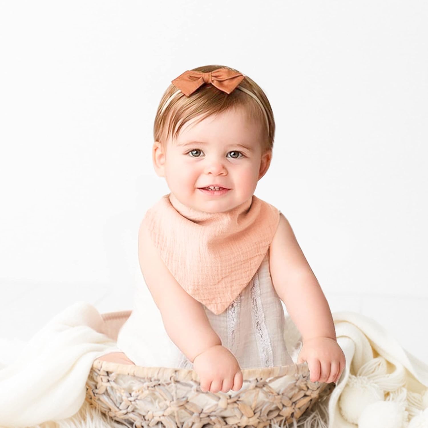 Konssy Muslin Baby Bibs 10 Pack Baby Bandana Drool Bibs 100% Cotton for Unisex Boys and Girls, Soft
