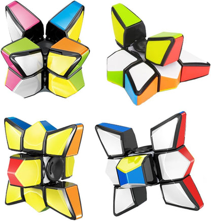 Magic Spinner Cube 2 in 1 Stickerless Brain Teasers Magic Puzzle Spinning Top Cube Rotatable Stress