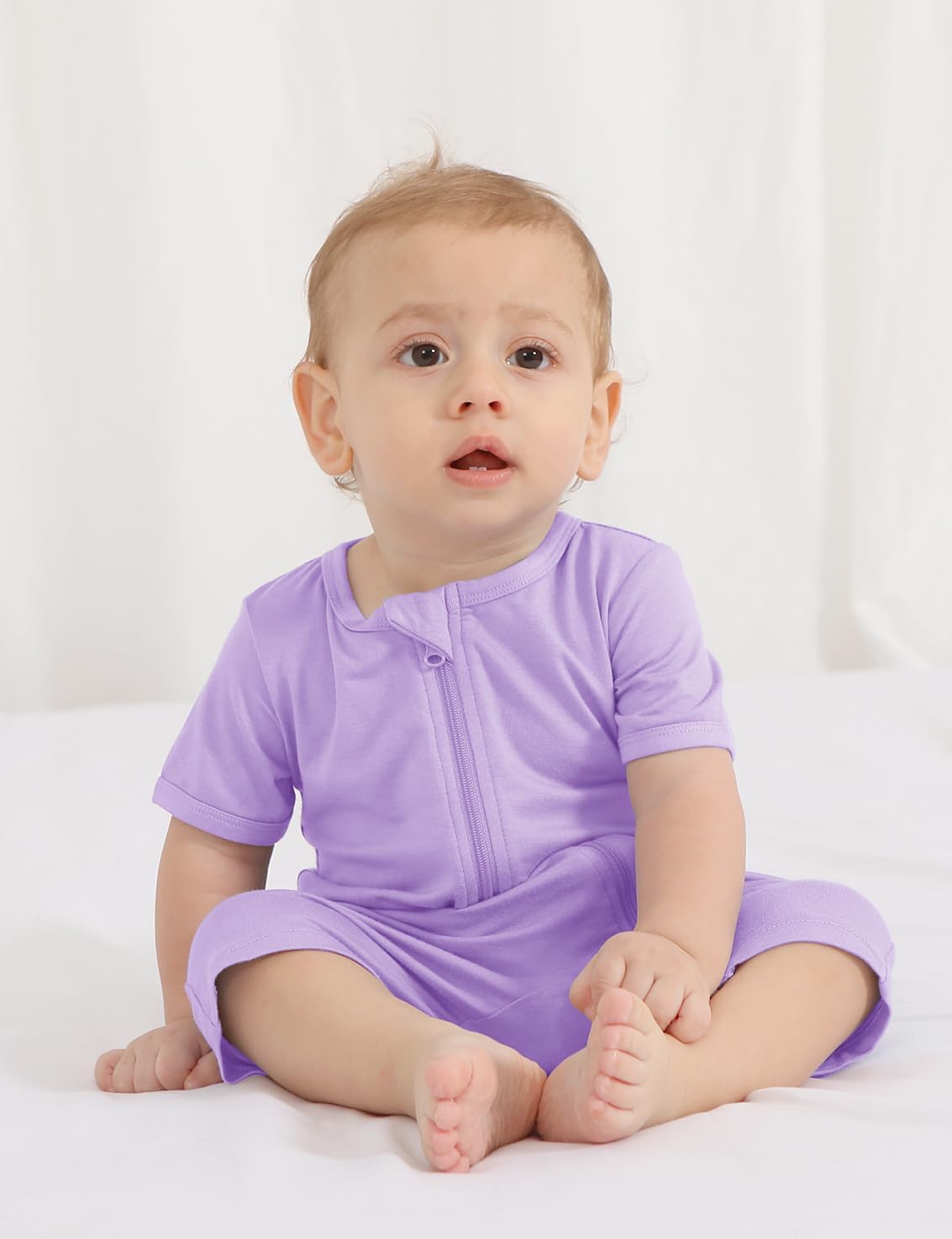 Jimonda Boys Baby Girls Short Sleeve Romper Unisex Baby Footless Pajamas With Viscose 2-Way Zipper