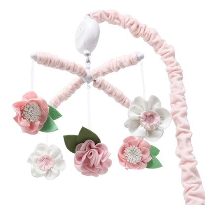 The Peanutshell Crib Mobile for Girls - Pink Musical Baby Crib Mobile with 12 Lullabies, Flower