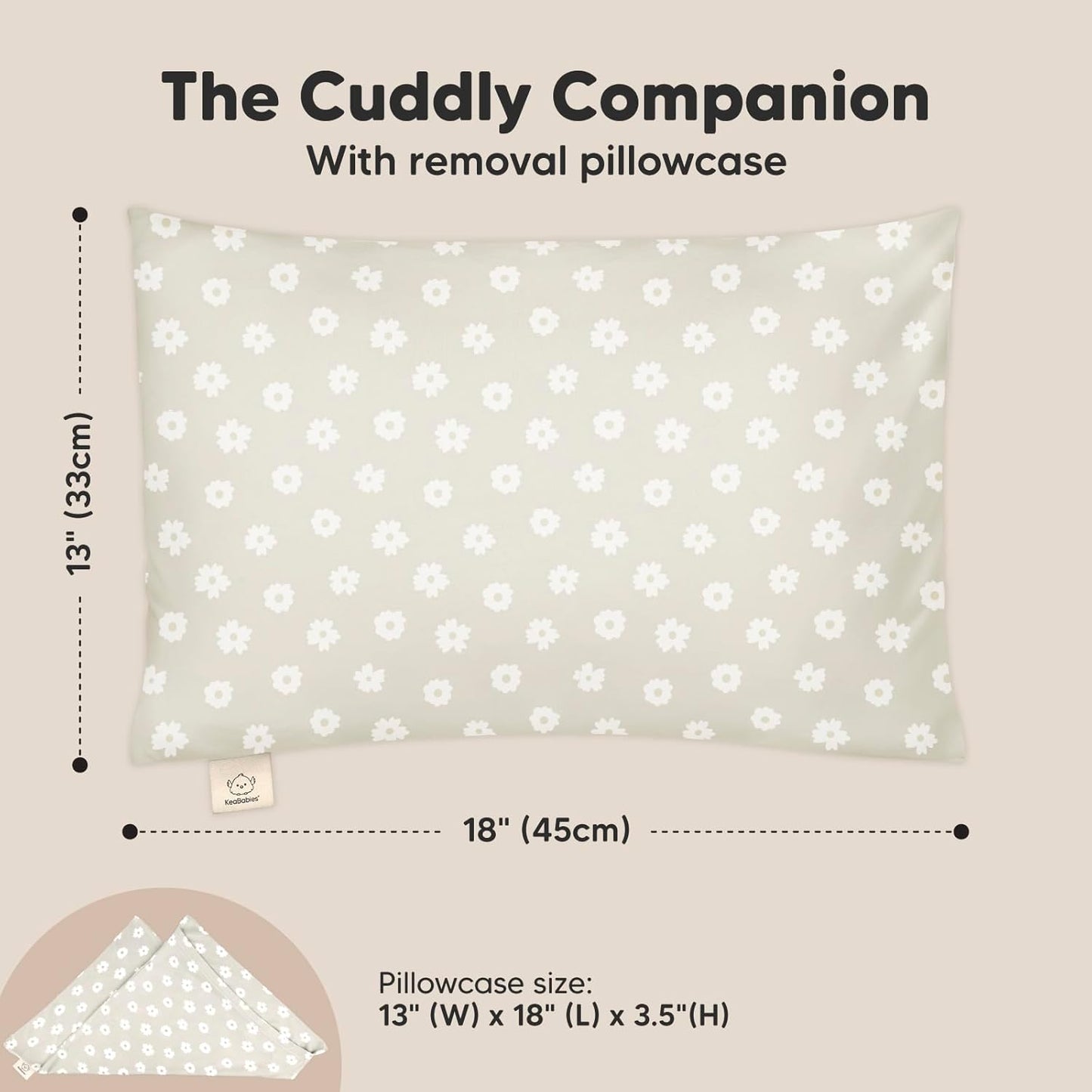 Toddler Pillow with Pillowcase - 13x18 My Little Cuddly Pillow, Viscose Derived From Bamboo Nursery